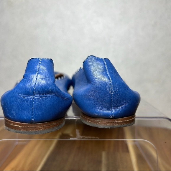 Chloe Lauren Soft Leather Blue Scalloped Edge Round Toe Slip On Ballet Flats 39 - Picture 5 of 10
